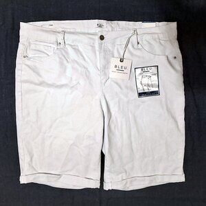 NWT BLEU White Denim Bermuda Shorts Women’s Plus Size 22W Stretch Cuffed